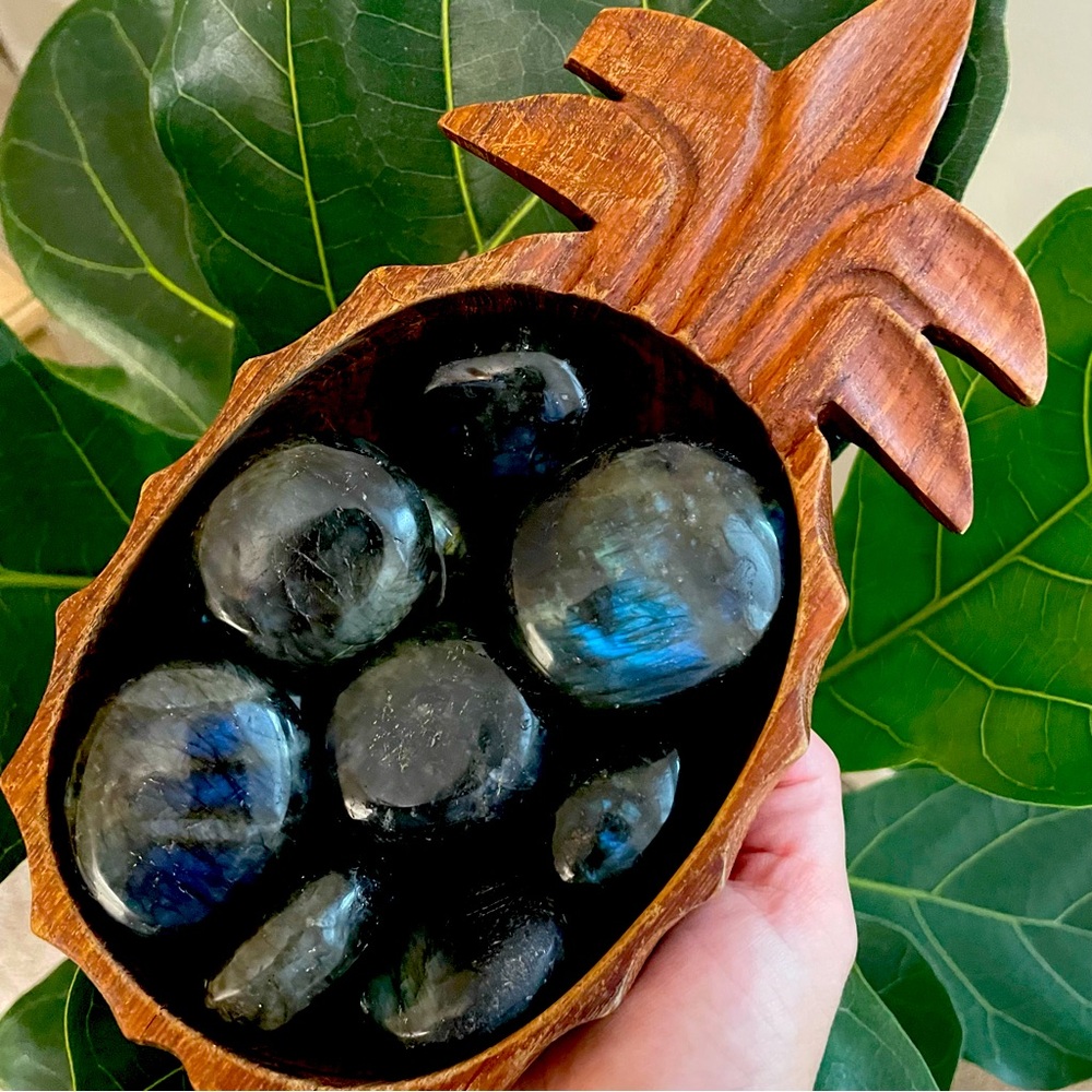 Bundle of 3 labradorite palms great polish lots of flash
